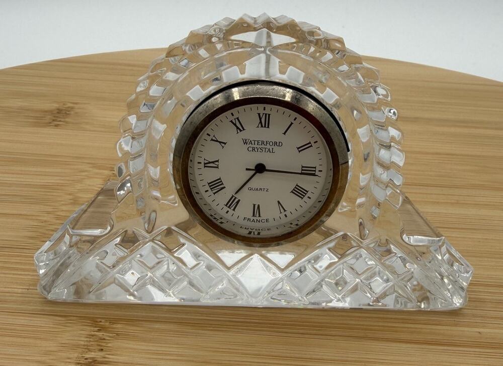 Vintage Waterford Crystal Lismore Arch Cottage Clock Ireland New Battery/2 Extra